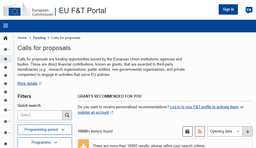 Calls for proposals