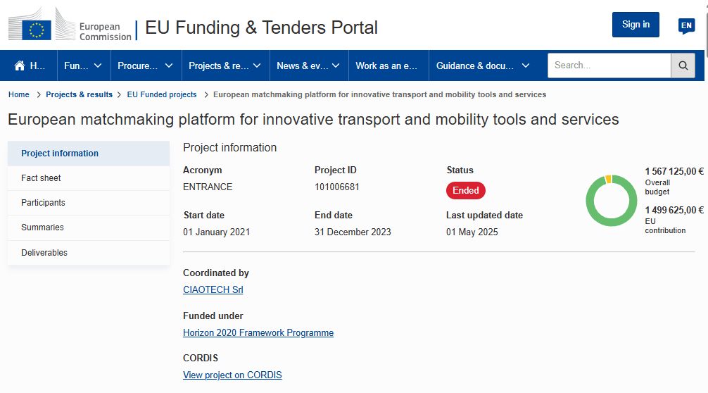 European matchmaking platform for innovative transport and mobility tools and services