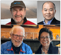 Figure 4. (upper left) Microbial ecologist Warwick F. Vincent (Laval University, Québec, Canada); (upper right) molecular biologist Haiwei Luo (Chinese University of Hong Kong, China); (lower left) geologist Paul F. Hoffman (University of Victoria, British Columbia, Canada), a leading Snowball Earth advocate; (lower right) molecular biologist Patricia Sánchez-Baracaldo (University of Bristol, Avon, United Kingdom).