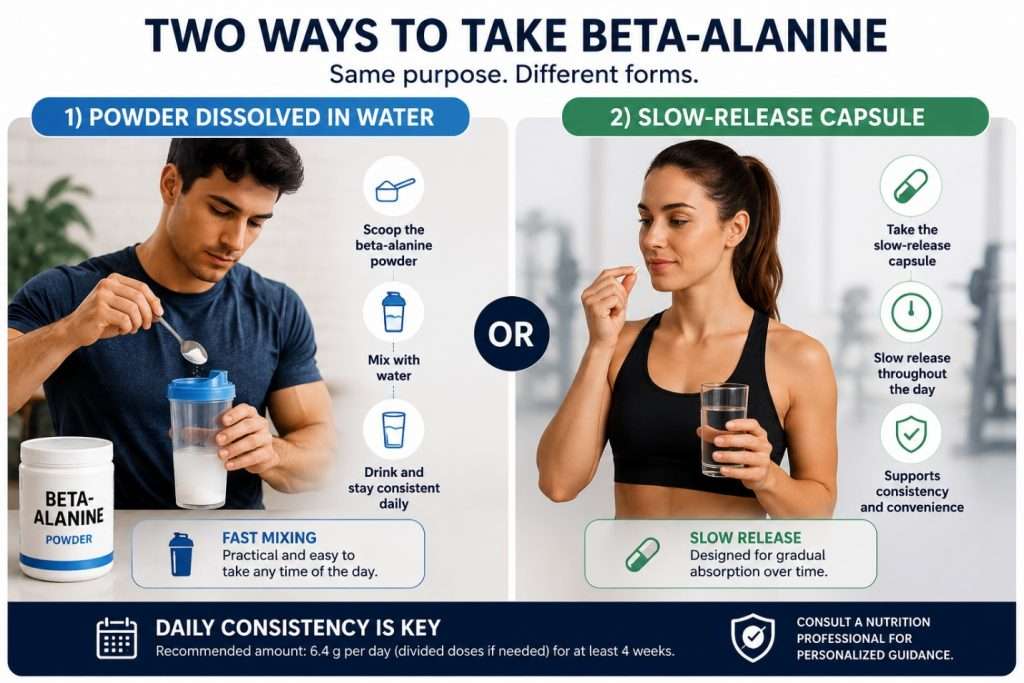 Figure 1: The most common forms of beta-alanine consumption; Credit: Author
