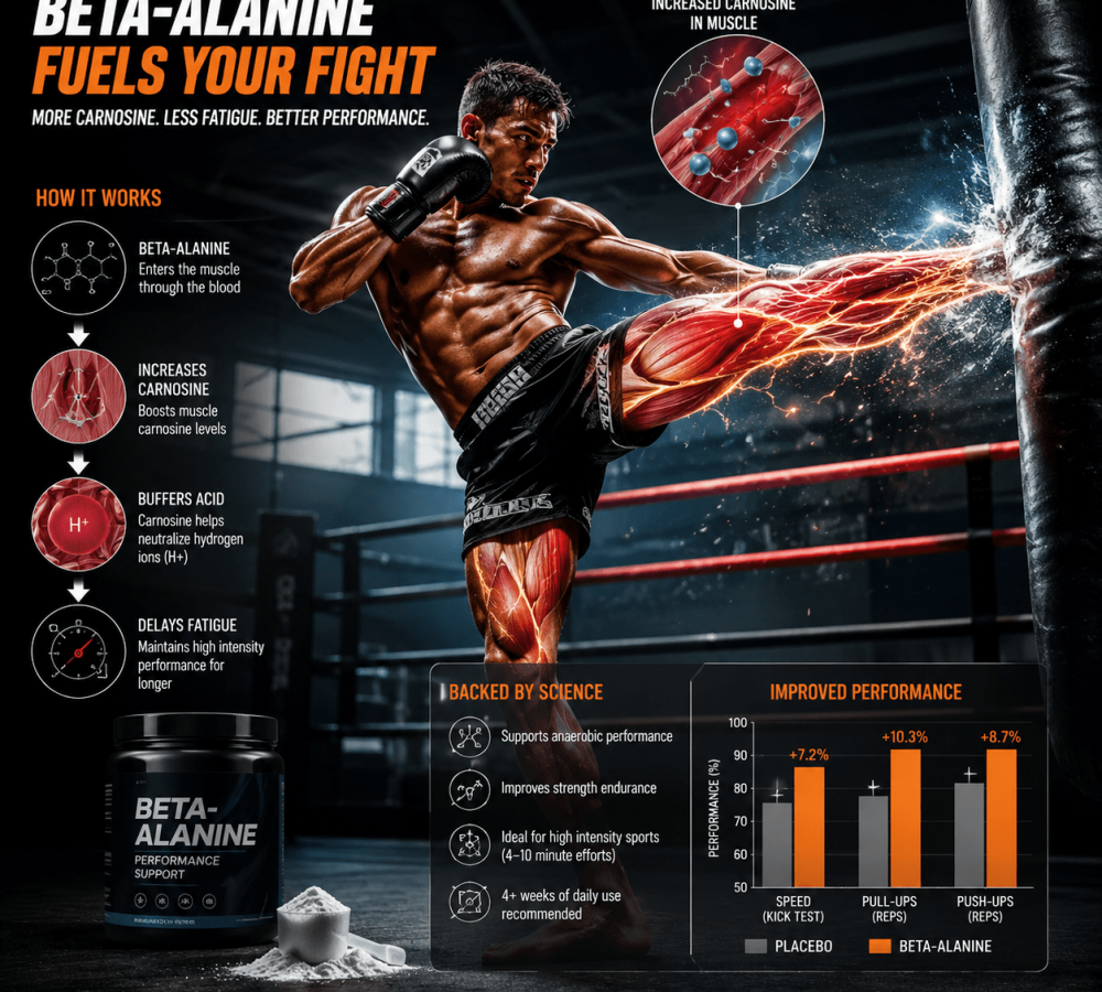 Beta-alanine improves performance in kickboxing