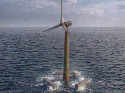 A Floating Platform that Captures both Wind and Wave Energy