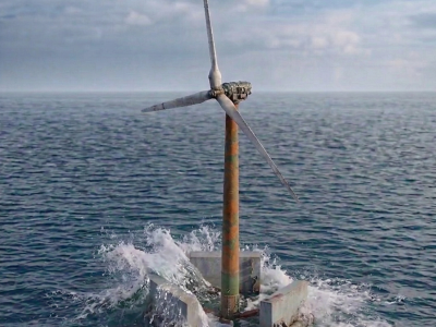 A Floating Platform that Captures both Wind and Wave Energy